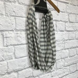 NWT Rampage Gray White Striped Infinity Scarf Lightweight